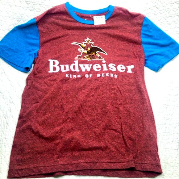 NWT Anheuser  Busch Budweiser Men’s Tee Shirt Size Small red blue - Picture 2 of 10